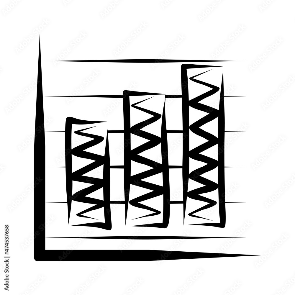 Simple vector hand-drawn chart icon. Black and white linear diagram doodle