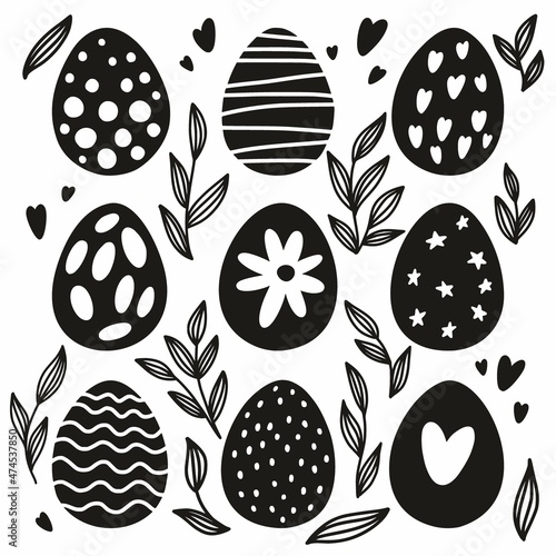 Vector Easter pattern with Easter egg drawings