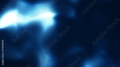 Abstract dot white blue wave gradient texture technology background.