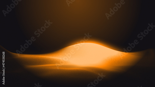 Abstract dot orange gradient wave texture technology background.