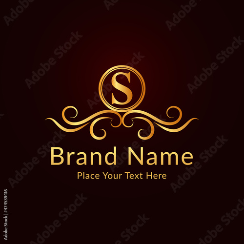 Flat golden elegant  ornamental logo template