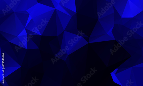 Futuristic blue low poly background, abstract geometric rumpled triangular style.