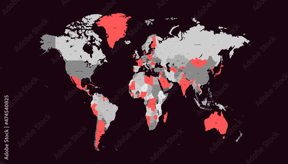 Fototapeta premium World map. Color vector modern. Silhouette map 