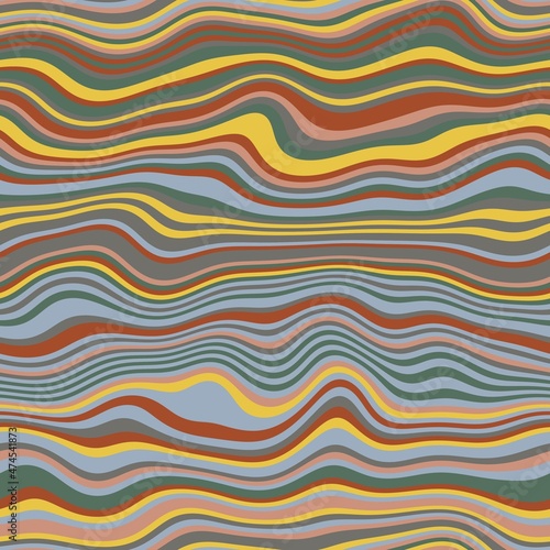 Seamless wavy stripe trendy surface pattern design for print. High quality illustration. Curved striped simple abstract digitally rendered repeat tile for fashion, fabric, textile, interior, or decor.