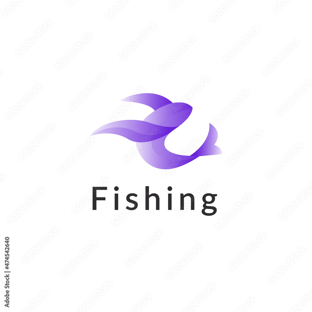 
Fishing logo design with purple gradient color