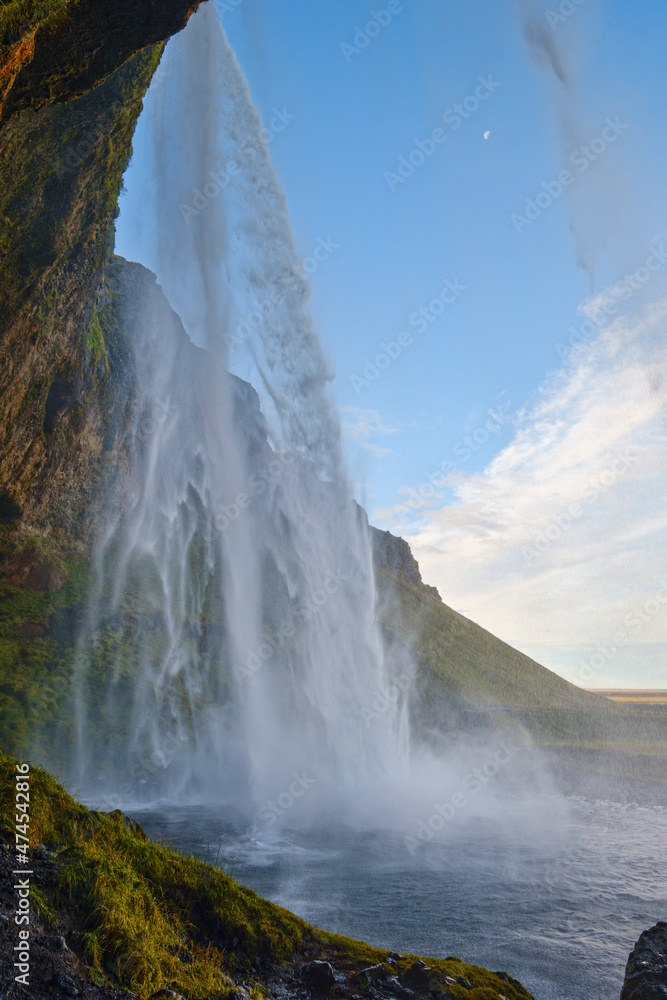 Picturesque waterfall Seljalandsfoss autumn view, southwest Iceland.