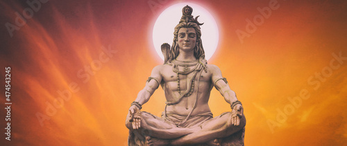 Canvastavla God Shiva statue beautiful poster of mahadev Shiva