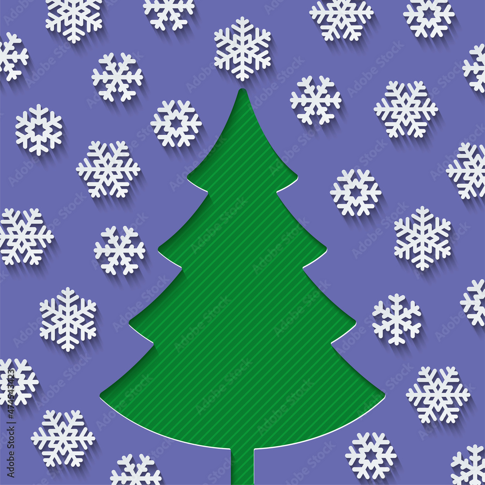 Christmas card background with paper cut 3d effect in Very Peri color. Vector EPS10. Christmas card background with paper cut 3d effect in Very Peri color. Vector EPS10.