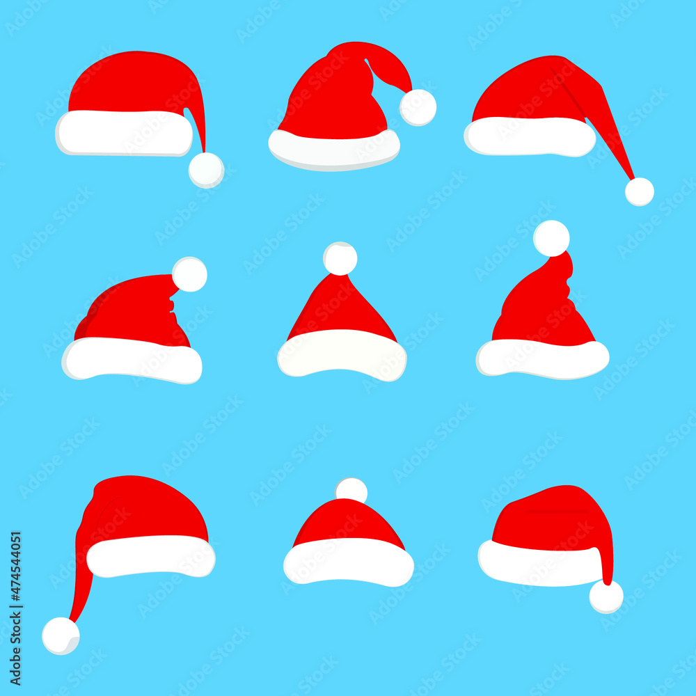 Christmas Santa Claus hat set vector illustration Christmas Santa Claus hat set vector illustration