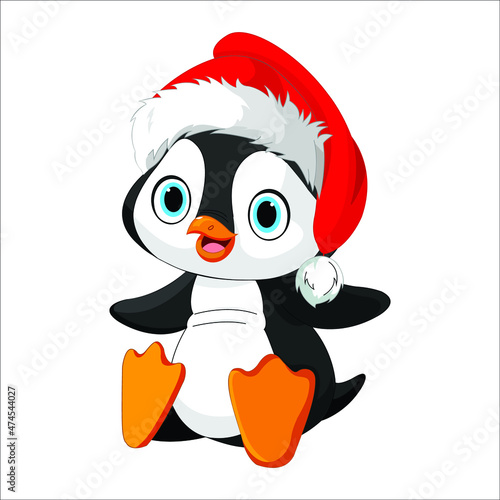penguin in Santa Claus hat