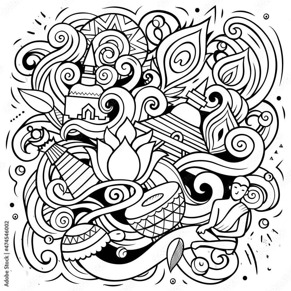 India hand drawn vector doodles illustration. India hand drawn vector doodles illustration.