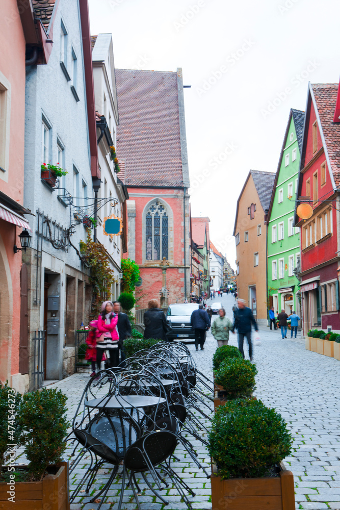Germany, Rothenburg, fairy tale town, street, outdoor cafe