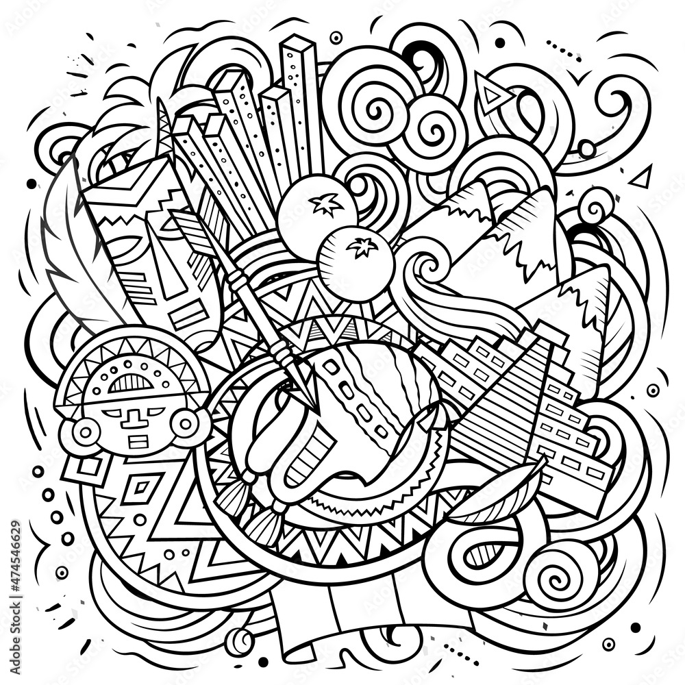 Peru cartoon vector doodle illustration