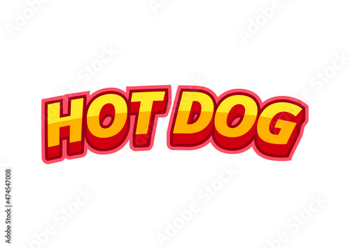 Inscription hotdog in pop-art style on a white background from multicolored letters. For monster menu decoration and printing. Vector illustration.