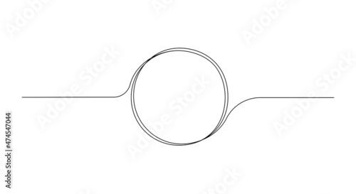 Continuous one line drawing of black circle. Round frame sketch outline on white background. Doodle vector illustration photo