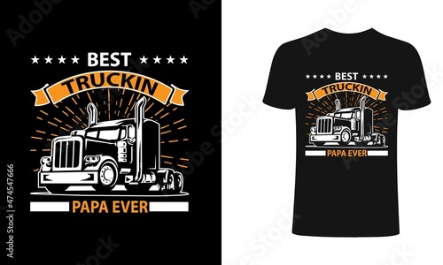 Canvas-taulu Best Truckin papa ever, Trucker T-shirt Design, Vintage, Vector Artwork, T-shirt