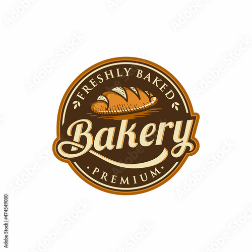 Vintage retro bakery logo design 
