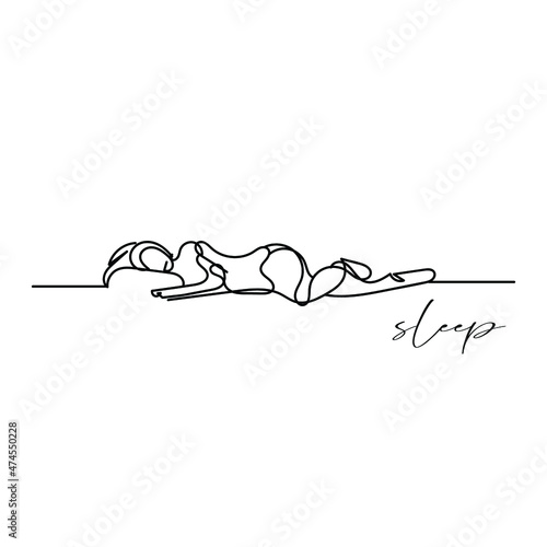 continue line sleeping people. sleeping person line art. sleeping person line vector illustration