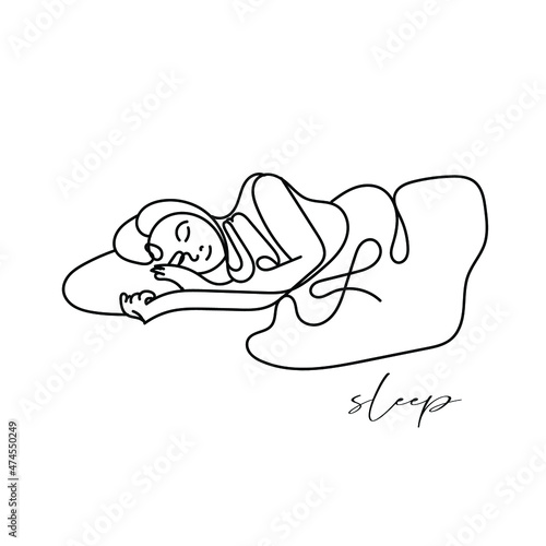 continue line sleeping people. sleeping person line art. sleeping person line vector illustration