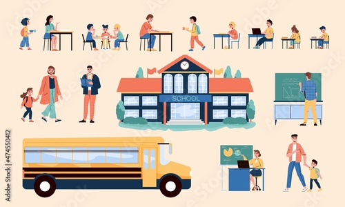 School And Study Color Set