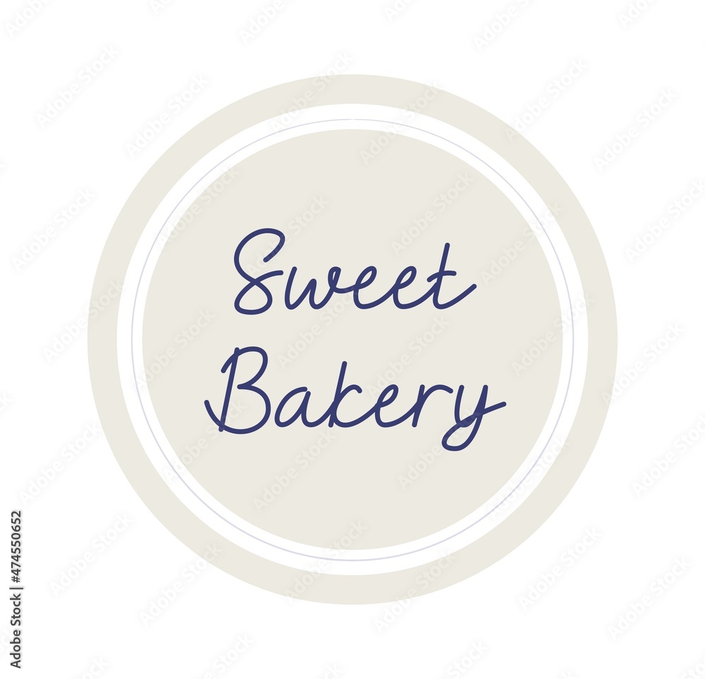 Sweet bakery logo. Stylish label for cafe and restaurant. Graphic elements for website, design of departments in grocery store. Creation and promotion of brand. Cartoon flat vector illustration