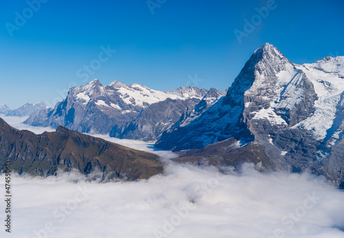 Mountains and clouds in the valley. Natural landscape high in the mountains. © biletskiyevgeniy.com