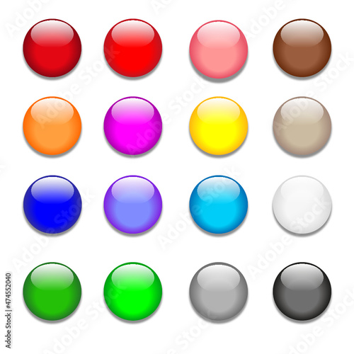 Free Download A set of multi-colored glossy buttons, vector image - GFXLoad