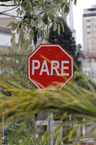 Stop, pare, devagar, sinalização, trafégo