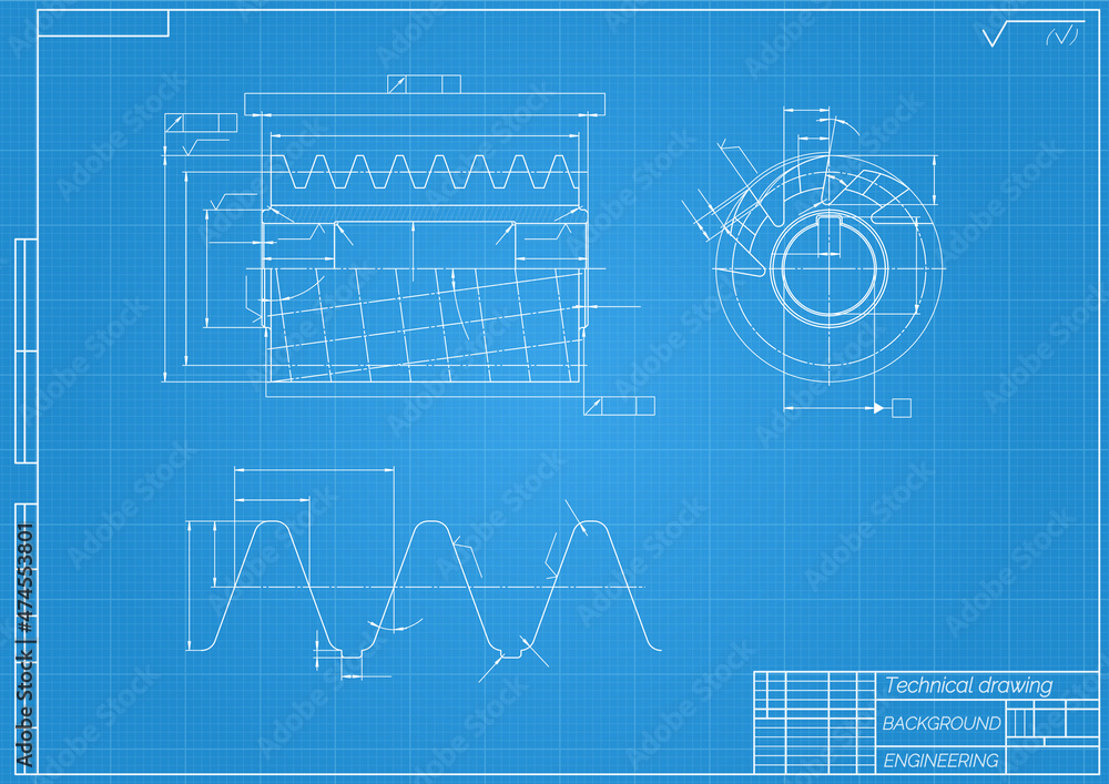 Mechanical engineering drawings on blue background. Cutting tools, milling cutter. Technical Design. Cover. Blueprint. Vector illustration. Mechanical engineering drawings on blue background. Cutting tools, milling cutter. Technical Design. Cover. Blueprint. Vector illustration.