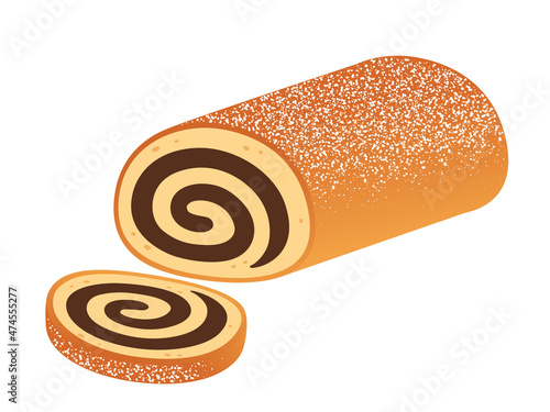 Poppy seed roll vector illustration