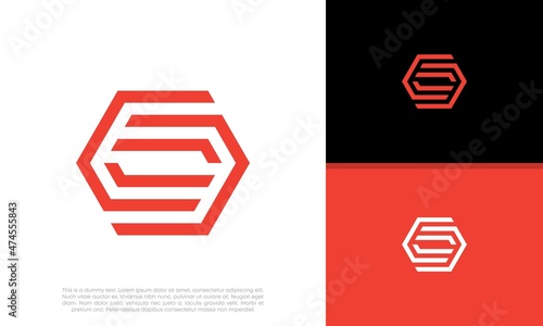 Innovative high tech logo template. Abstract artificial intelligence logo. Initial S logo design. Hexagon logo design. 