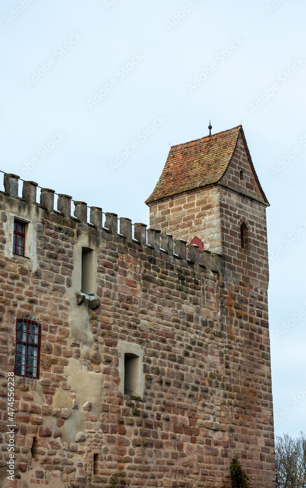 Castle wall of Abenberg Castle, Roth district, Bavaria, Germany
