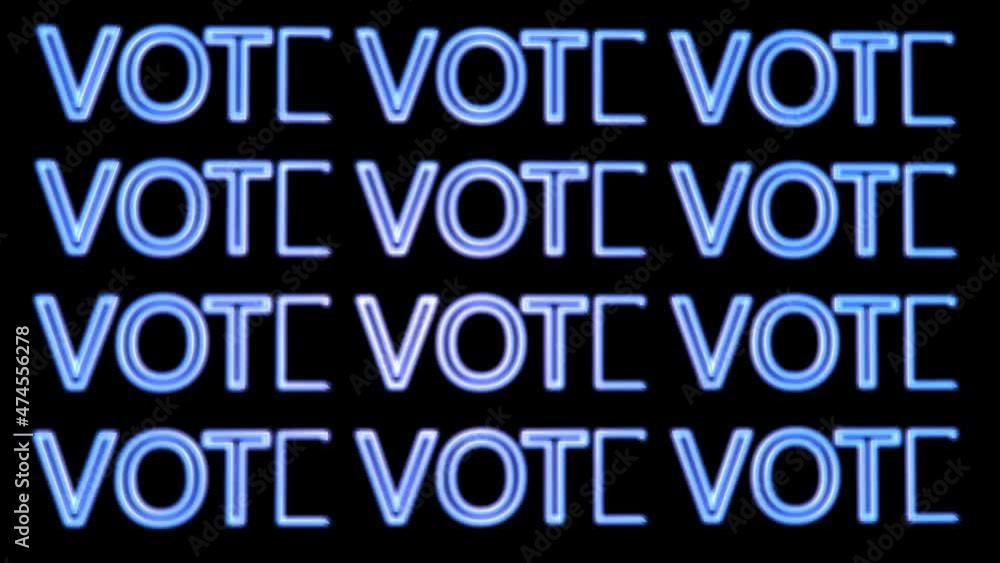 VOTE, neon text animation. Elections and democracy concept. 3D render. VOTE, neon text animation. Elections and democracy concept. 3D render.