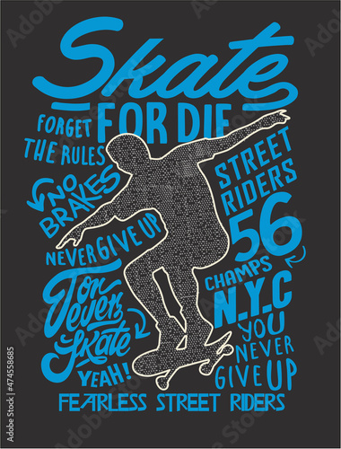 skater and skateboard vector design for t shirt