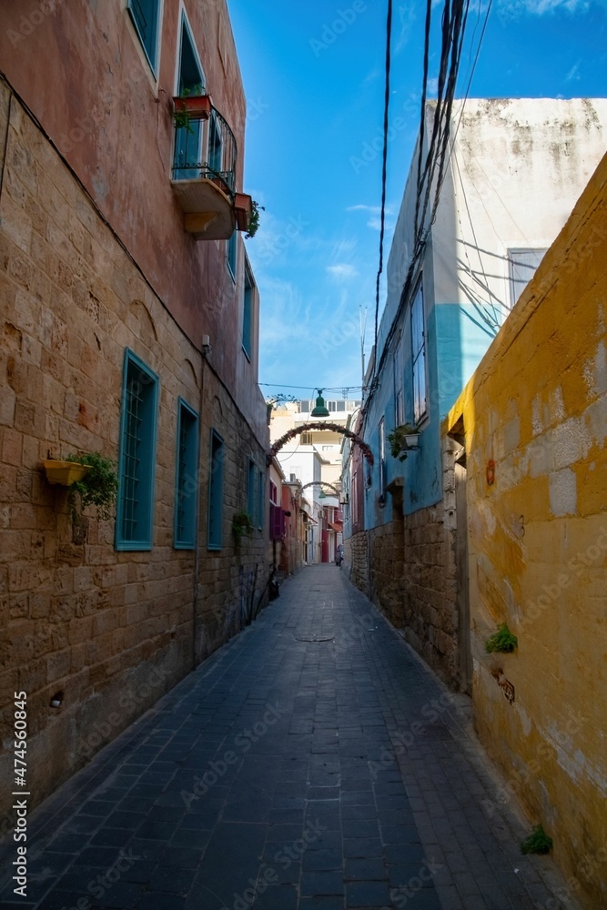 narrow street in the old part of the Lebanon coast town Tyre