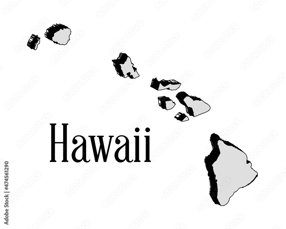 Hawaii Islands In 3D Map Stock Vector | Adobe Stock