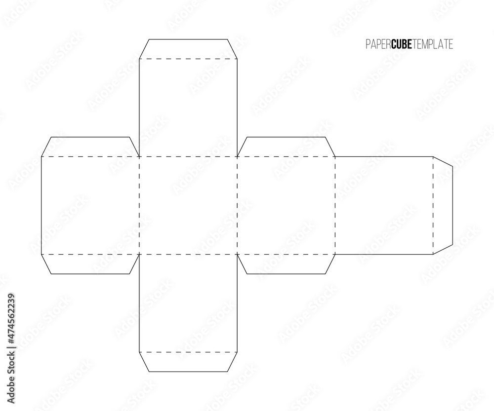 White paper cube template to make box or package, printable blueprint White paper cube template to make box or package, printable blueprint