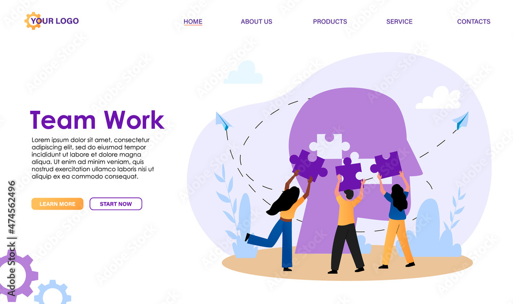 People connecting puzzle pieces, help each other, collaborate together, find solution. Business metaphor of teamwork make task. Problem solving abstract concept. Flat vector illustration