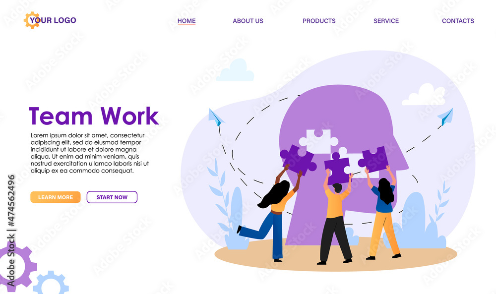 People connecting puzzle pieces, help each other, collaborate together, find solution. Business metaphor of teamwork make task. Problem solving abstract concept. Flat vector illustration People connecting puzzle pieces, help each other, collaborate together, find solution. Business metaphor of teamwork make task. Problem solving abstract concept. Flat vector illustration