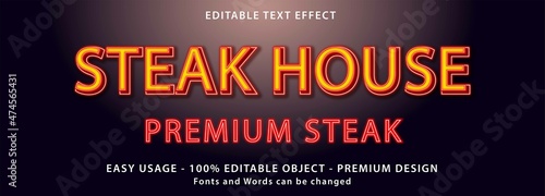 Editable text effect - Steak House neon alphabet style.