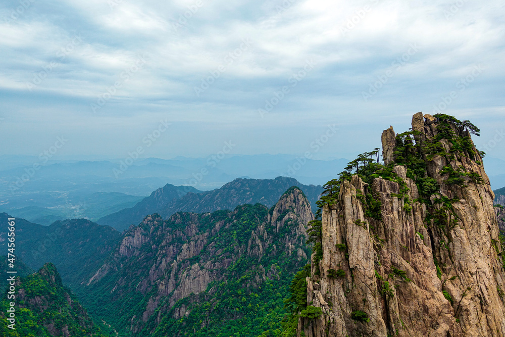 Landscape of Mount Huangshan (Yellow Mountains) in China. UNESCO World Heritage Site