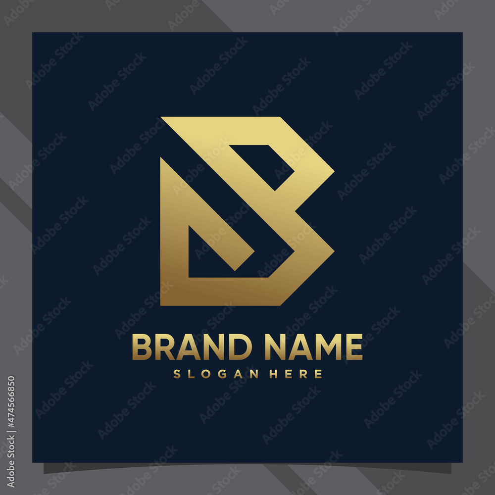 Creative monogram logo design initial letter b with modern concept and golden style color Creative monogram logo design initial letter b with modern concept and golden style color