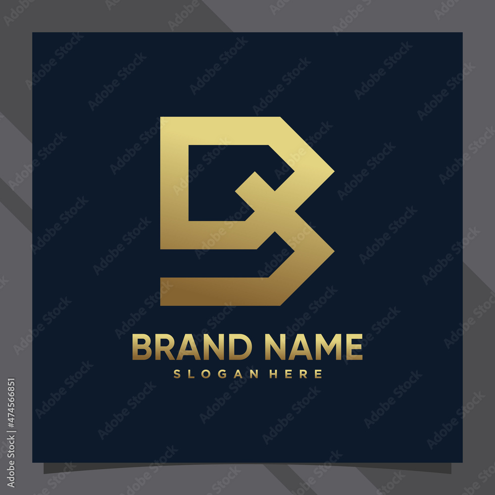 Creative monogram logo design initial letter b with modern concept and golden style color Creative monogram logo design initial letter b with modern concept and golden style color