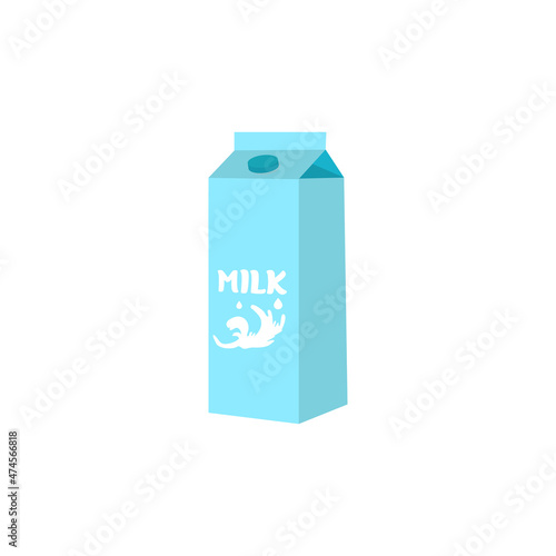 Vector milk carton icon. Dairy product illustration. Cartoon style