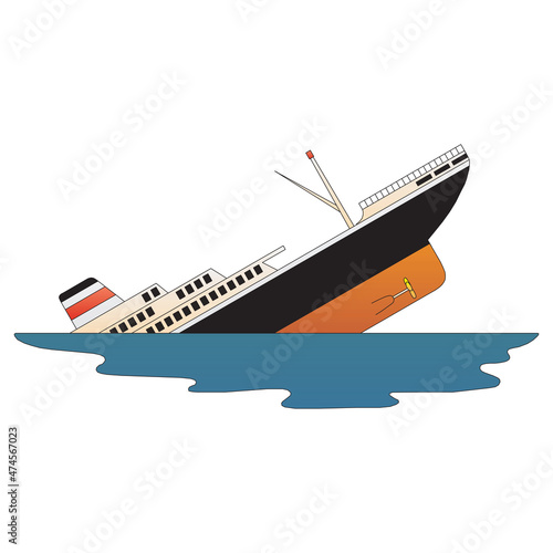 Ship Sinking vector illustration isolated on a white in EPS10