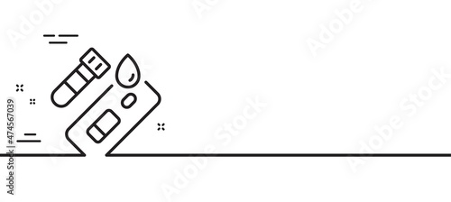 Covid test line icon. Coronavirus testing sign. Blood test tube symbol. Minimal line illustration background. Covid test line icon pattern banner. White web template concept. Vector