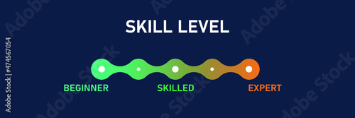 Skill level scale. Infographic Scheme. Growth success and achievement, diagram step in business. From Beginner to Expert. Vector illustration