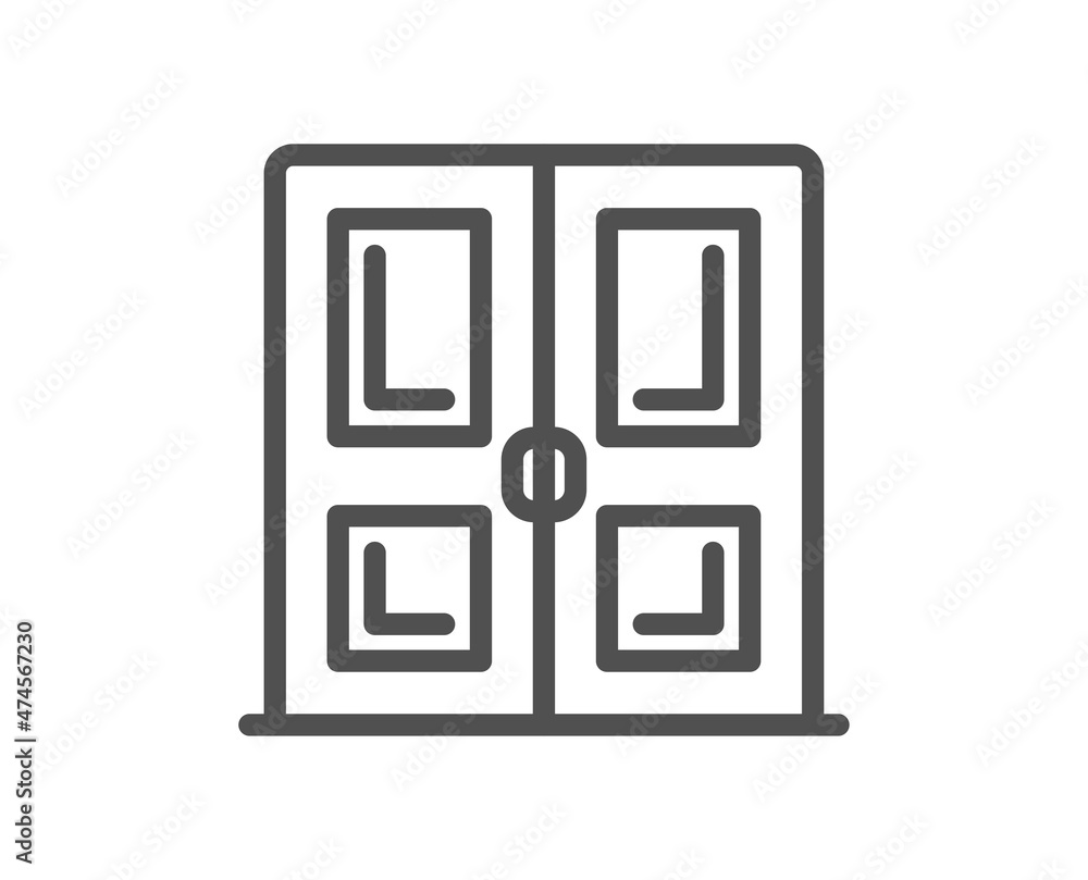 Door line icon. Building entrance sign. Exit doorway symbol. Quality design element. Linear style door icon. Editable stroke. Vector Door line icon. Building entrance sign. Exit doorway symbol. Quality design element. Linear style door icon. Editable stroke. Vector