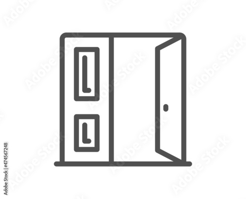 Open door line icon. Entrance doorway sign. Building exit symbol. Quality design element. Linear style open door icon. Editable stroke. Vector