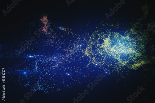 Abstract blue digital wave wallpaper. Landing page, technology and future concept. 3D Rendering.